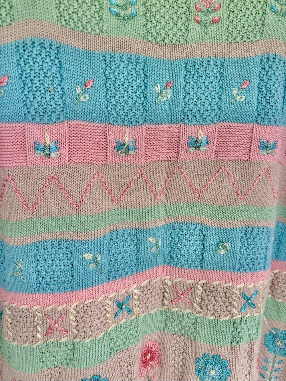 Vintage Koret embroidered pastel ramie knit 🌷 grandma chic dream sweater - Picture 4 of 8